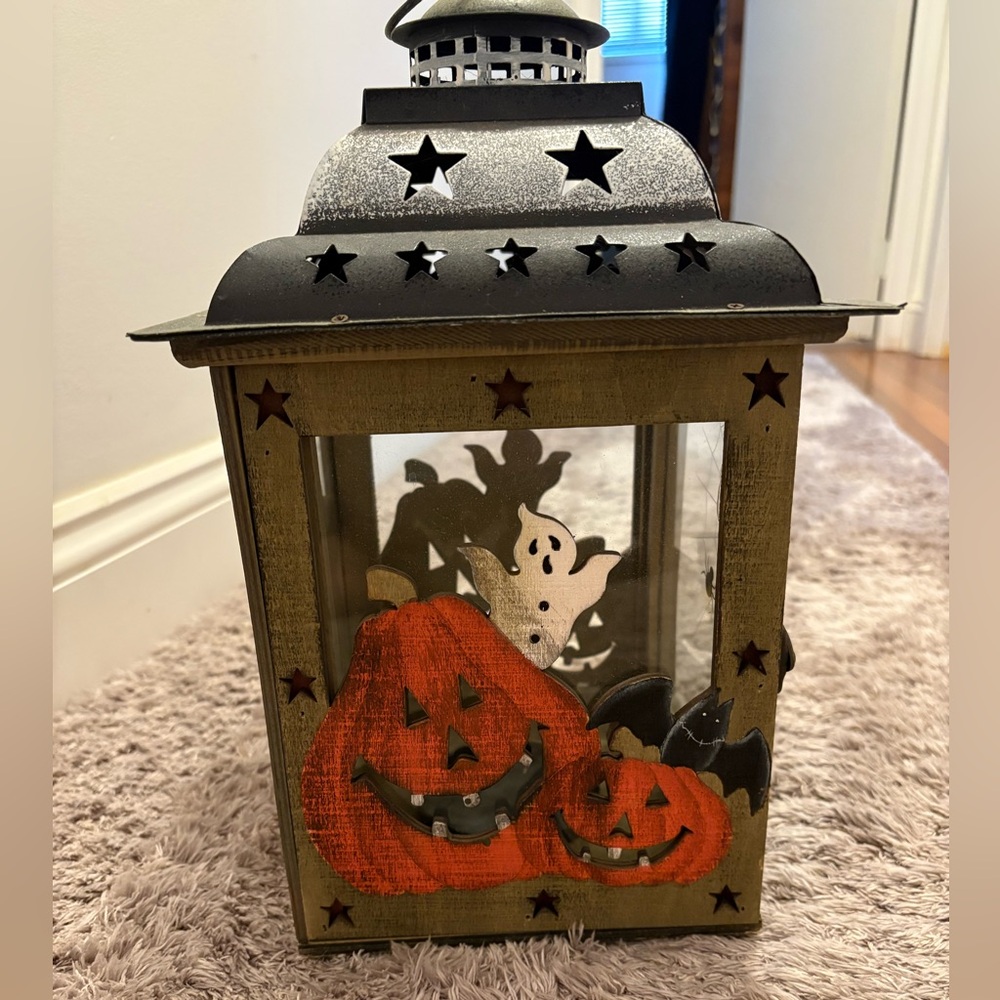 Halloween Lantern with Pumpkins and Ghost